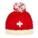 Knitted hat w. swiss cross and with Pompon